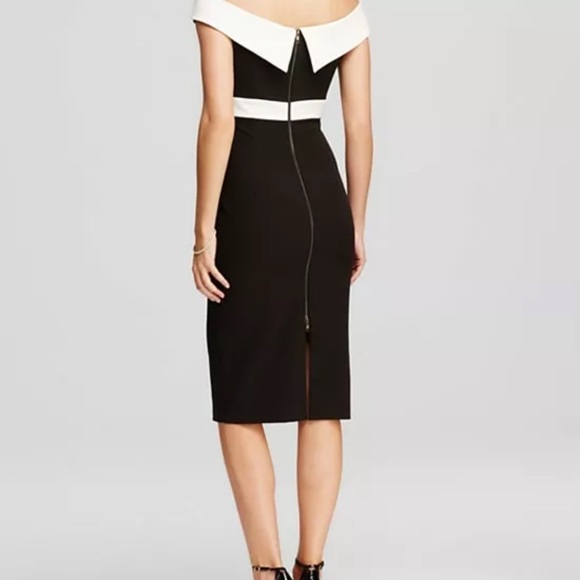 ZARA Sz 6 Bardot Dress, Blk & Wht off the shoulder - Picture 3 of 6